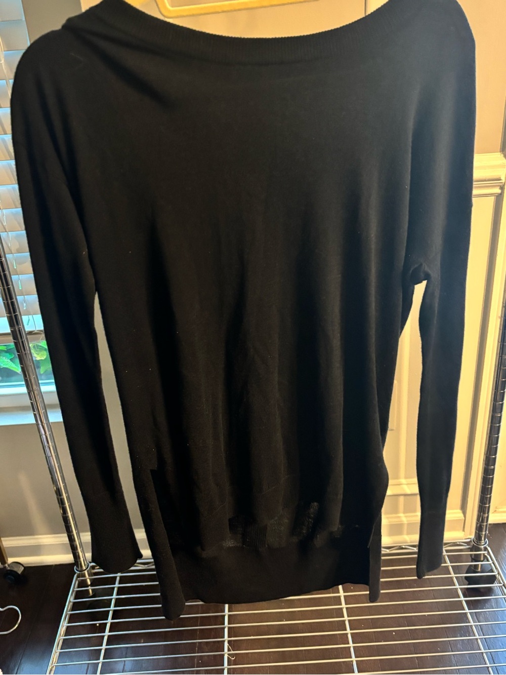 Women's Black Crewneck Lightweight Sweater Top